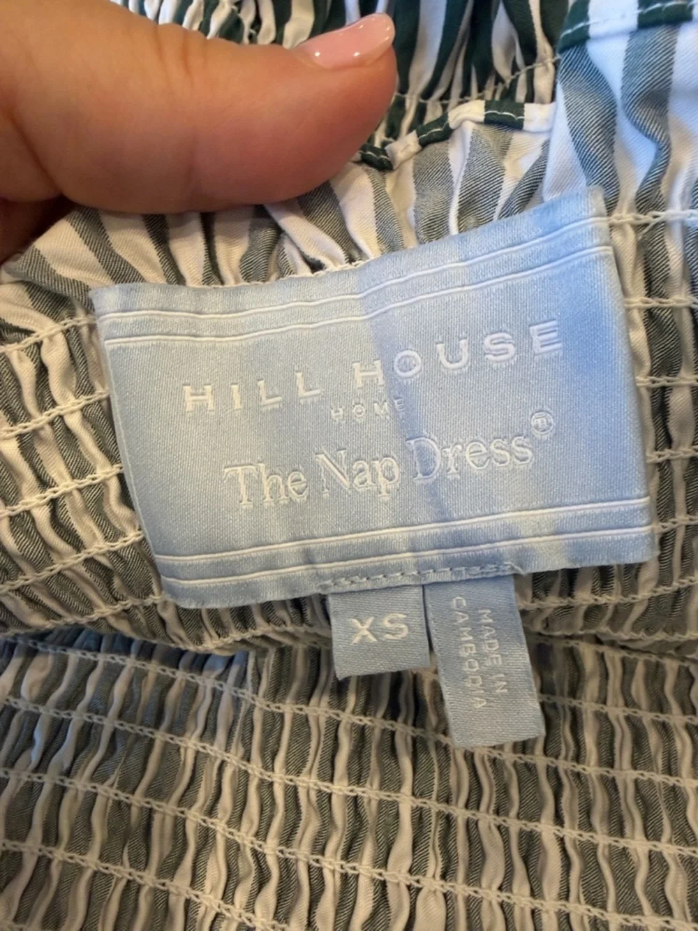 Hill House the Ellie Nap Dress Green  Striped Tiered Sundress - Picture 5 of 7